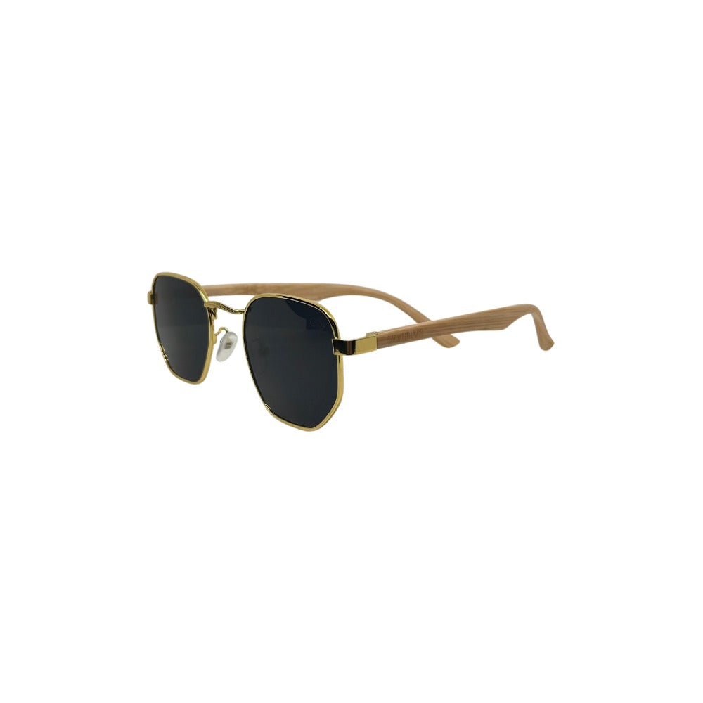 Óculos de Sol Unissex San Keith Oxford Bambu Dourado Lente Preta