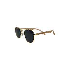 Óculos de Sol Unissex San Keith Oxford Bambu Dourado Lente Preta