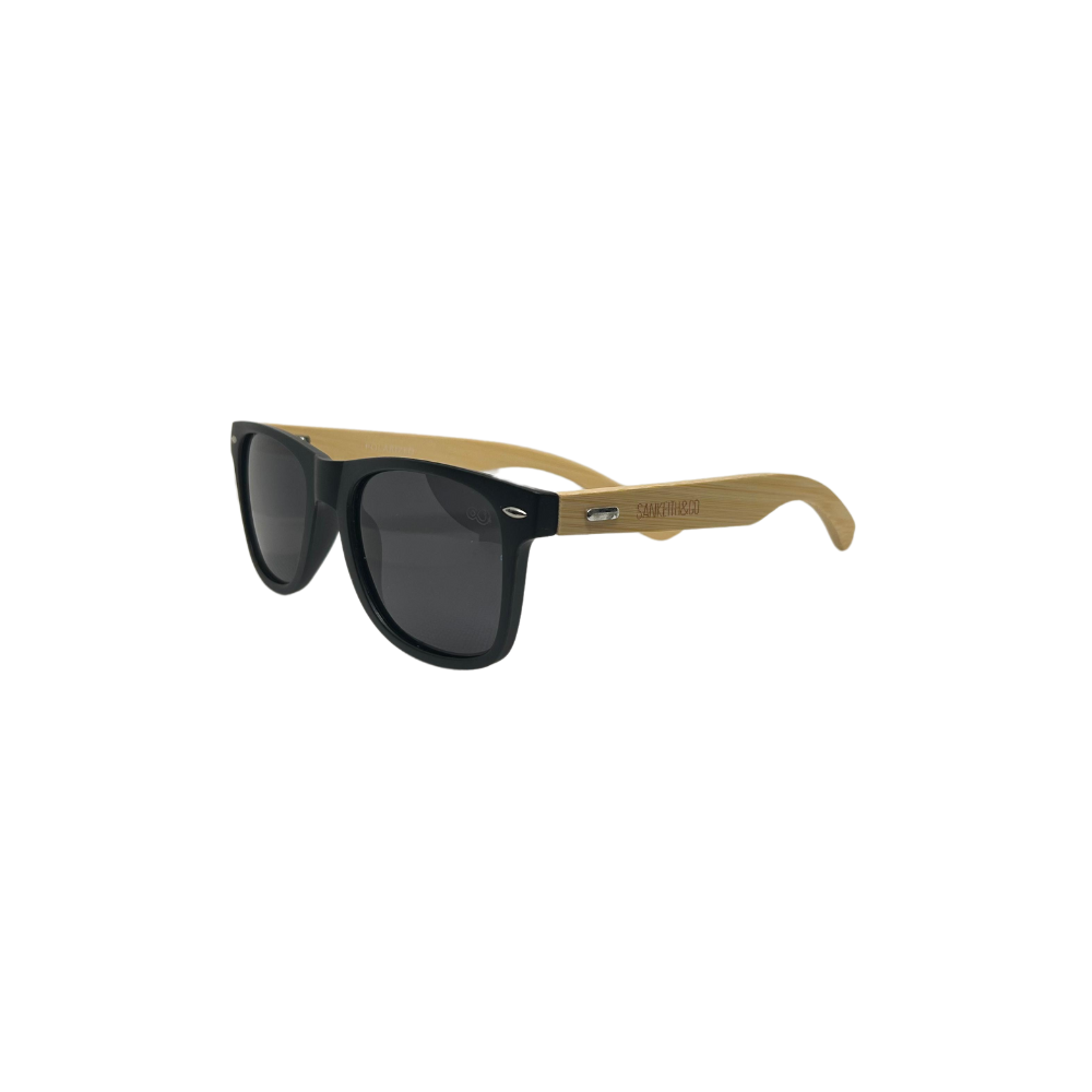 Óculos de Sol Masculino San Keith Caioba Polarizado Preto Haste Bambu Claro